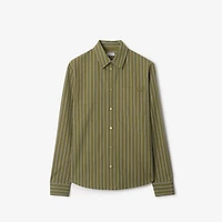 Regular Fit Striped Cotton Shirt in Wreath green - Men | Burberry® Official