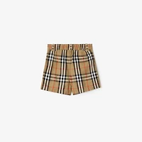Check Cotton Shorts in Sand beige | Burberry® Official