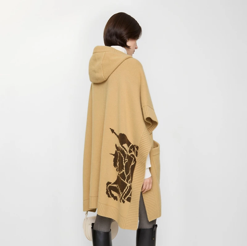 Wool Cashmere Hooded Cape in Sand beige | Burberry® Official