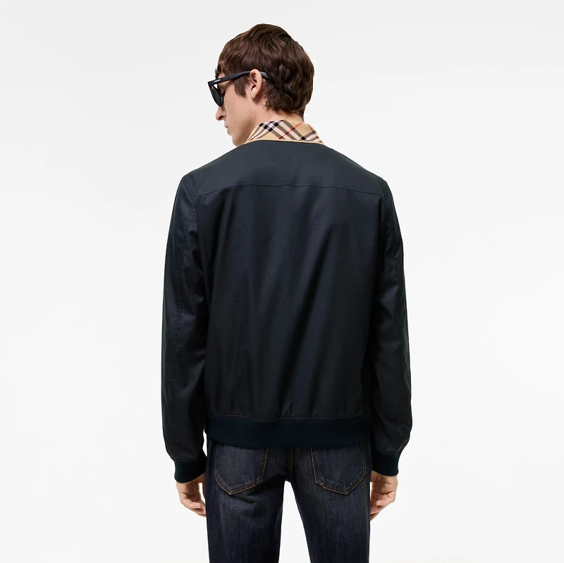 Gabardine Glenfields Harrington Jacket in Navy - Men, Cotton | Burberry® Official