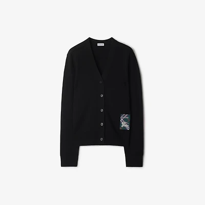 Check Label Wool Cardigan in Black - Women | Burberry® Official