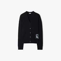 Check Label Wool Cardigan in Black - Women | Burberry® Official