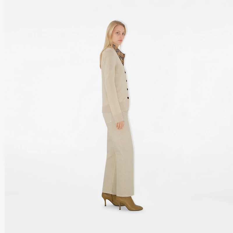 Check Label Wool Cardigan in Nutmeg - Women | Burberry® Official