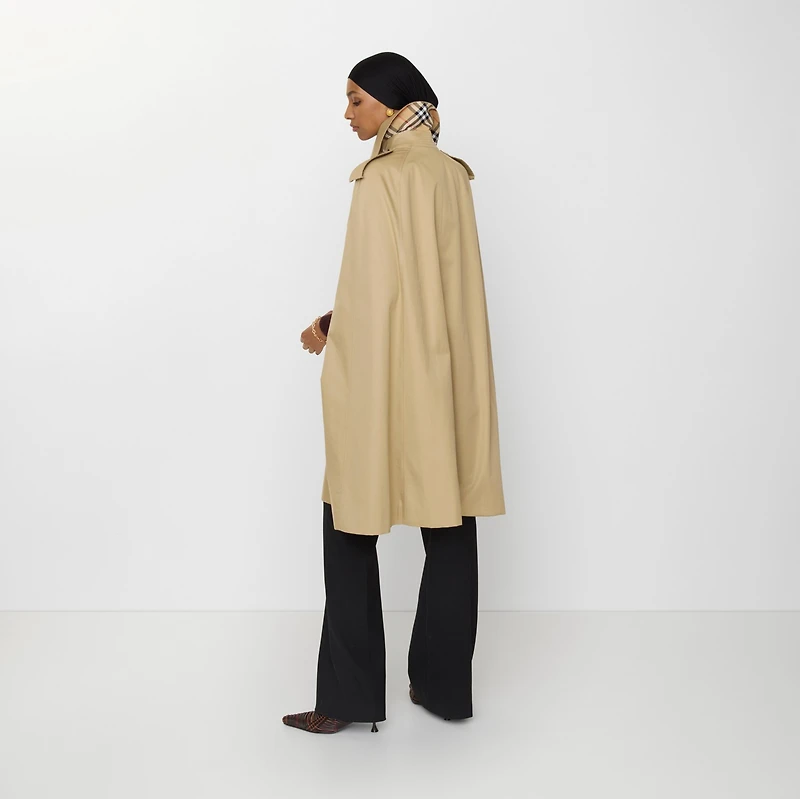 Gabardine Belmont Trench Cape in Beige - Women, Cotton Gabardine | Burberry® Official