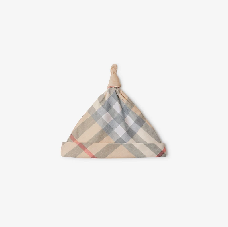 Check Cotton Two-piece Baby Gift Set in Pale stone - Children | Burberry® Official