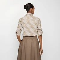 Slim Fit Check Cotton Shirt in Stone grey - Women | Burberry® Official