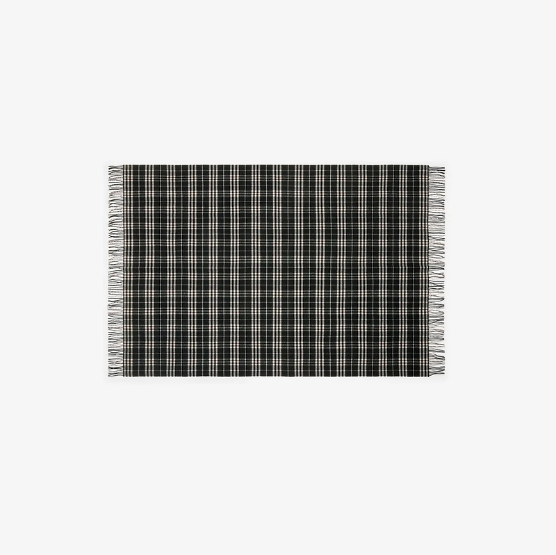 Check Wool Cashmere Blanket in Black/calico | Burberry® Official