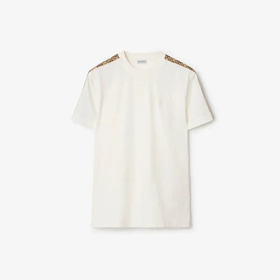 Check Trim Cotton T-shirt in Chalk white - Men | Burberry® Official