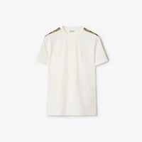Check Trim Cotton T-shirt in Chalk white - Men | Burberry® Official