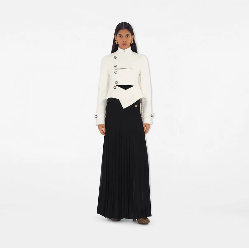 Stretch Cotton Blend Tailored Jacket in Off white - Women | Burberry® Official