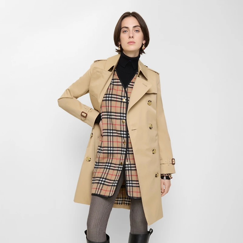 Check Wool Cashmere Warmer in Archive beige - Women | Burberry® Official