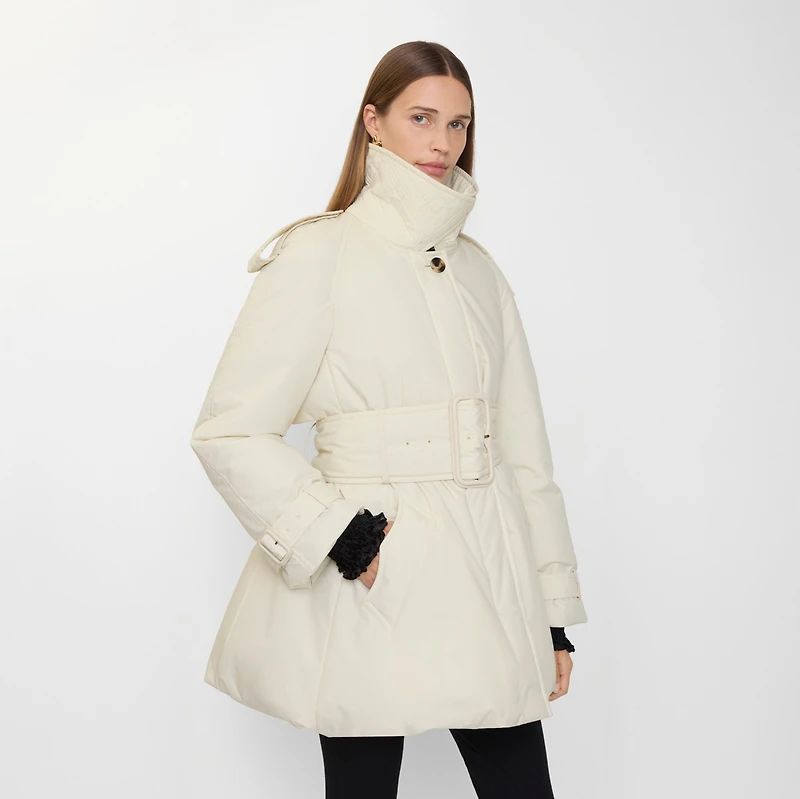 Belted Berryhill Padded Car Coat in Ice beige - Women | Burberry® Official
