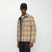 Reversible Quilted Nylon Overshirt in Black