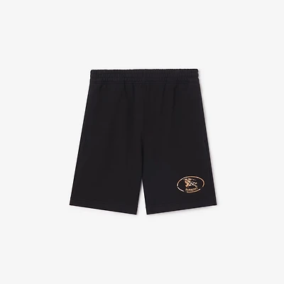 Check Knight Stamp Cotton Shorts in Black - Men | Burberry® Official