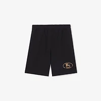 Check Knight Stamp Cotton Shorts in Black - Men | Burberry® Official