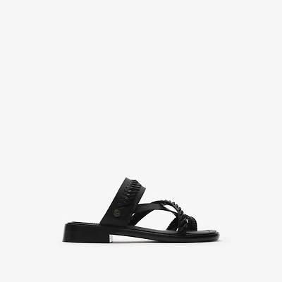 Leather Baez Sandals​ in Black - Women | Burberry® Official