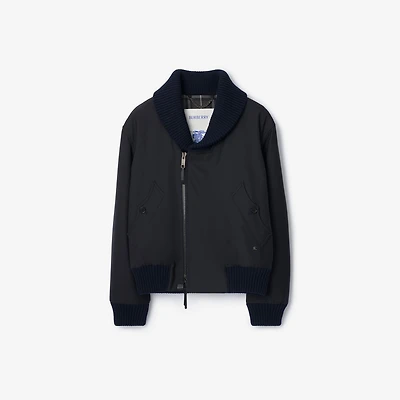 Wool Blend Bomber Jacket in Navy - Men | Burberry® Official