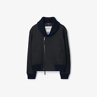 Wool Blend Bomber Jacket in Navy - Men | Burberry® Official