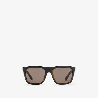 Embossed Check Square Sunglasses in Tortoiseshell - Men | Burberry® Official