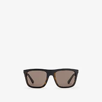 Embossed Check Square Sunglasses in Tortoiseshell - Men | Burberry® Official