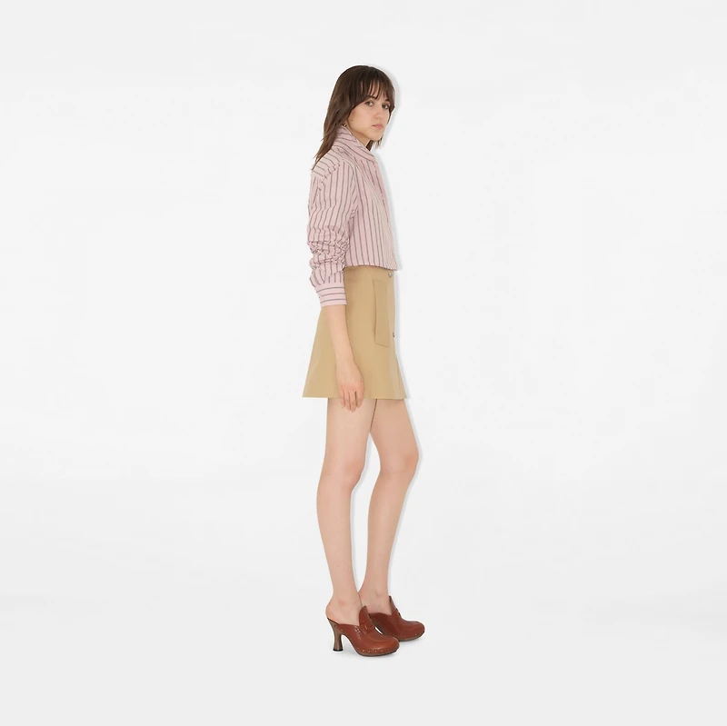 Bonded Gabardine Trench Mini Skirt in Flax - Women, Cotton | Burberry® Official
