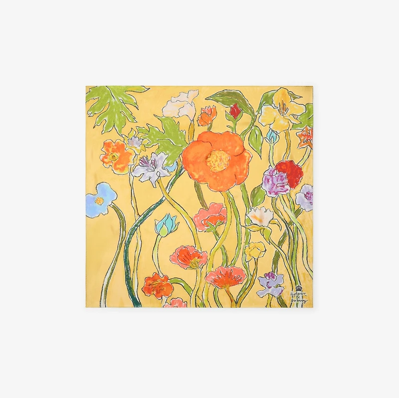 Highgrove Cascading Flowers Silk Scarf in Yellow | Burberry® Official
