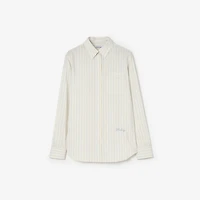 Classic Fit Striped Silk Cotton Shirt in Seashell white/hazy blue - Women | Burberry® Official