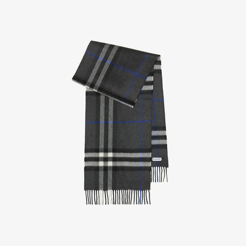 Check Cashmere Scarf in Dark charcoal | Burberry® Official