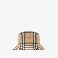 Check Cotton Bucket Hat in Sand beige - Men | Burberry® Official