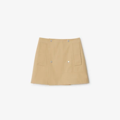 Bonded Gabardine Trench Mini Skirt in Flax - Women, Cotton | Burberry® Official