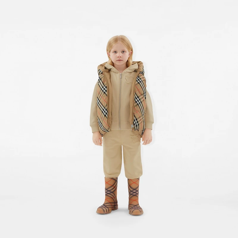 Reversible Check Nylon Padded Gilet in Sand | Burberry® Official