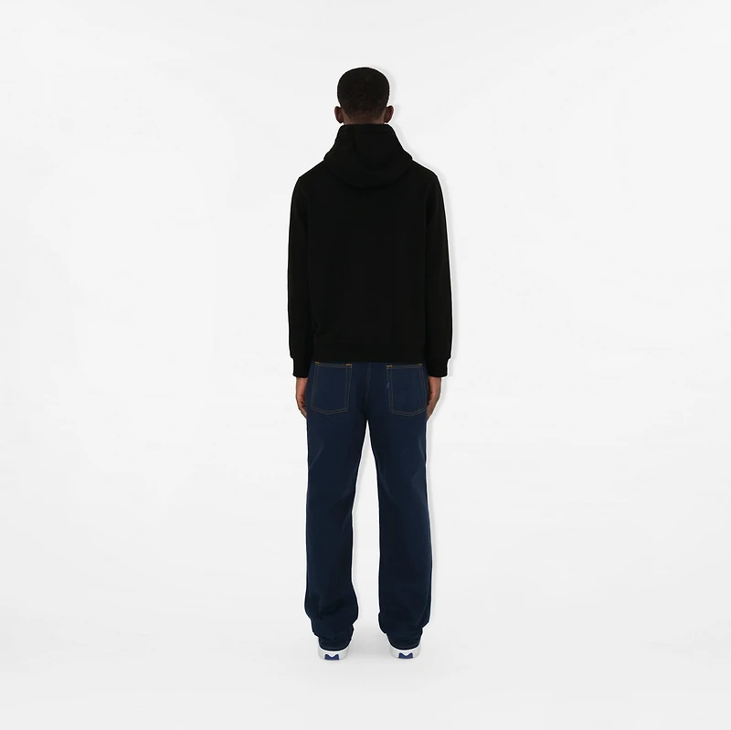 Logo Cotton Hoodie in Black