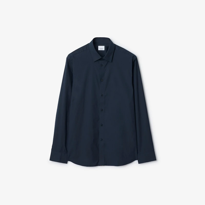 Slim Fit Stretch Cotton Shirt in Navy black - Men | Burberry® Official