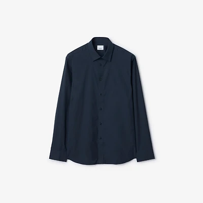 Slim Fit Stretch Cotton Shirt in Navy black - Men | Burberry® Official