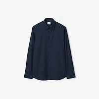 Slim Fit Stretch Cotton Shirt in Navy black - Men | Burberry® Official