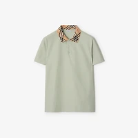 Check Collar Cotton Polo Shirt in Seafoam green - Men | Burberry® Official