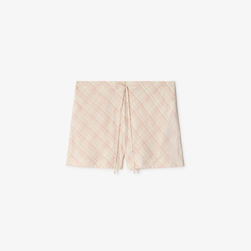 Check Cotton Pyjama Shorts in Dusky rose - Women | Burberry® Official