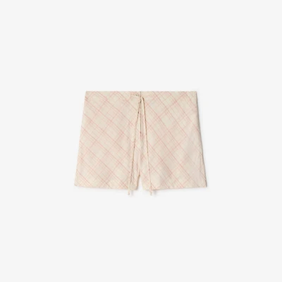 Check Cotton Pyjama Shorts in Dusky rose - Women | Burberry® Official