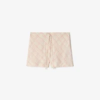 Check Cotton Pyjama Shorts in Dusky rose - Women | Burberry® Official