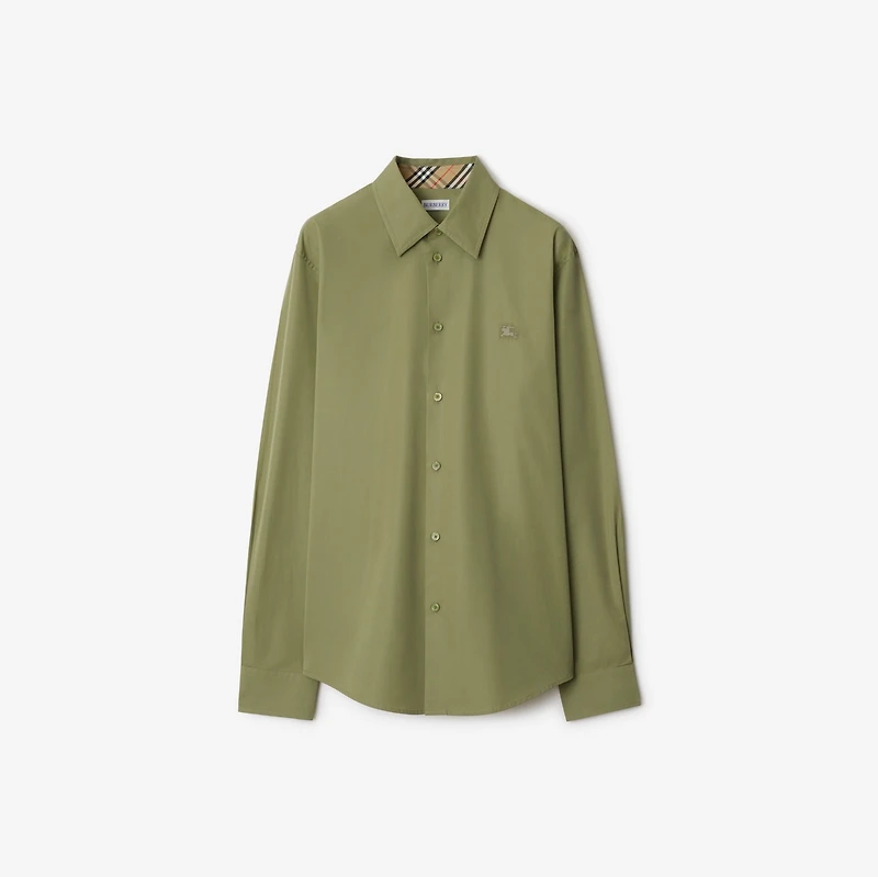 Slim Fit Cotton Shirt in Wreath green - Men | Burberry® Official