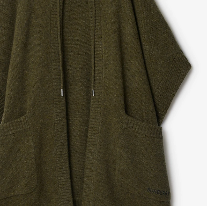 Wool Cashmere Hooded Cape in Shale green | Burberry® Official