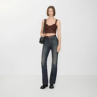 High-rise Bootcut Jeans in Mid blue - Women, Cotton, Denim | Burberry® Official