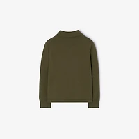 Long-sleeve Knight Cotton Polo Shirt in Tent green | Burberry® Official