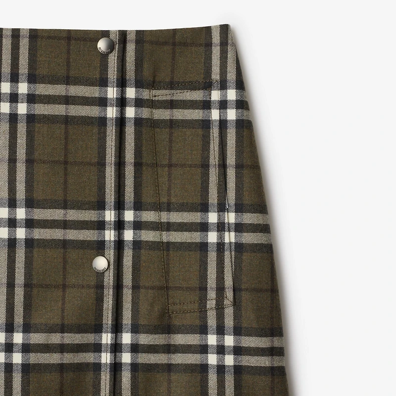 Check Bonded Wool Trench Mini Skirt in Shrub/yew - Women, Technical | Burberry® Official