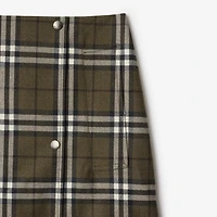 Check Bonded Wool Trench Mini Skirt in Shrub/yew - Women, Technical | Burberry® Official