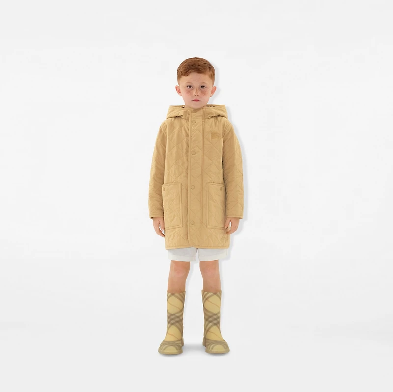 Quilted Nylon Hooded Coat in Buff | Burberry® Official