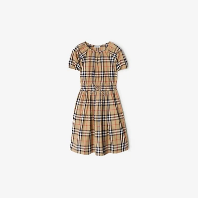 Check Cotton Dress in Sand beige | Burberry® Official