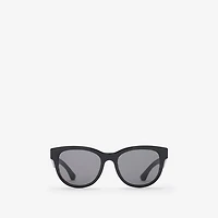 Check Round Sunglasses in Black/check | Burberry® Official