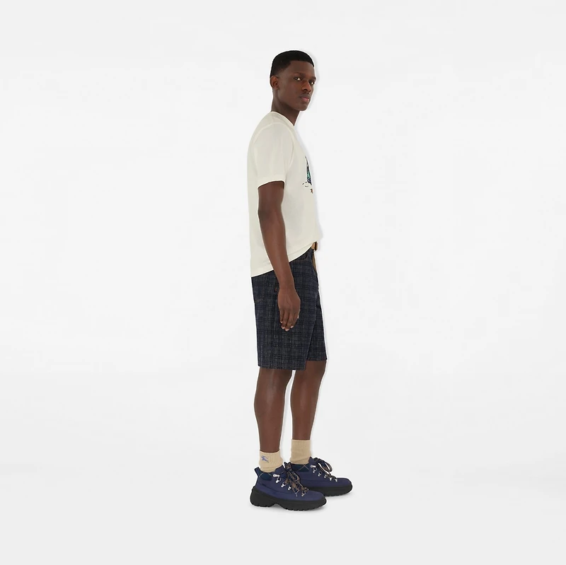 Check Denim Shorts in Indigo blue - Men, Cotton | Burberry® Official