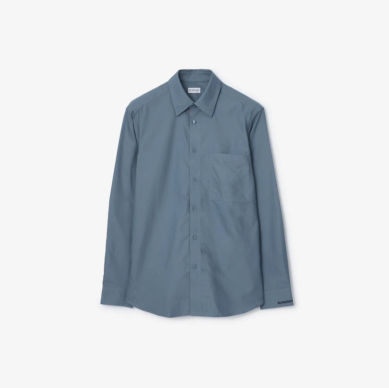 Cotton Oxford Shirt in Carbon blue - Men | Burberry® Official